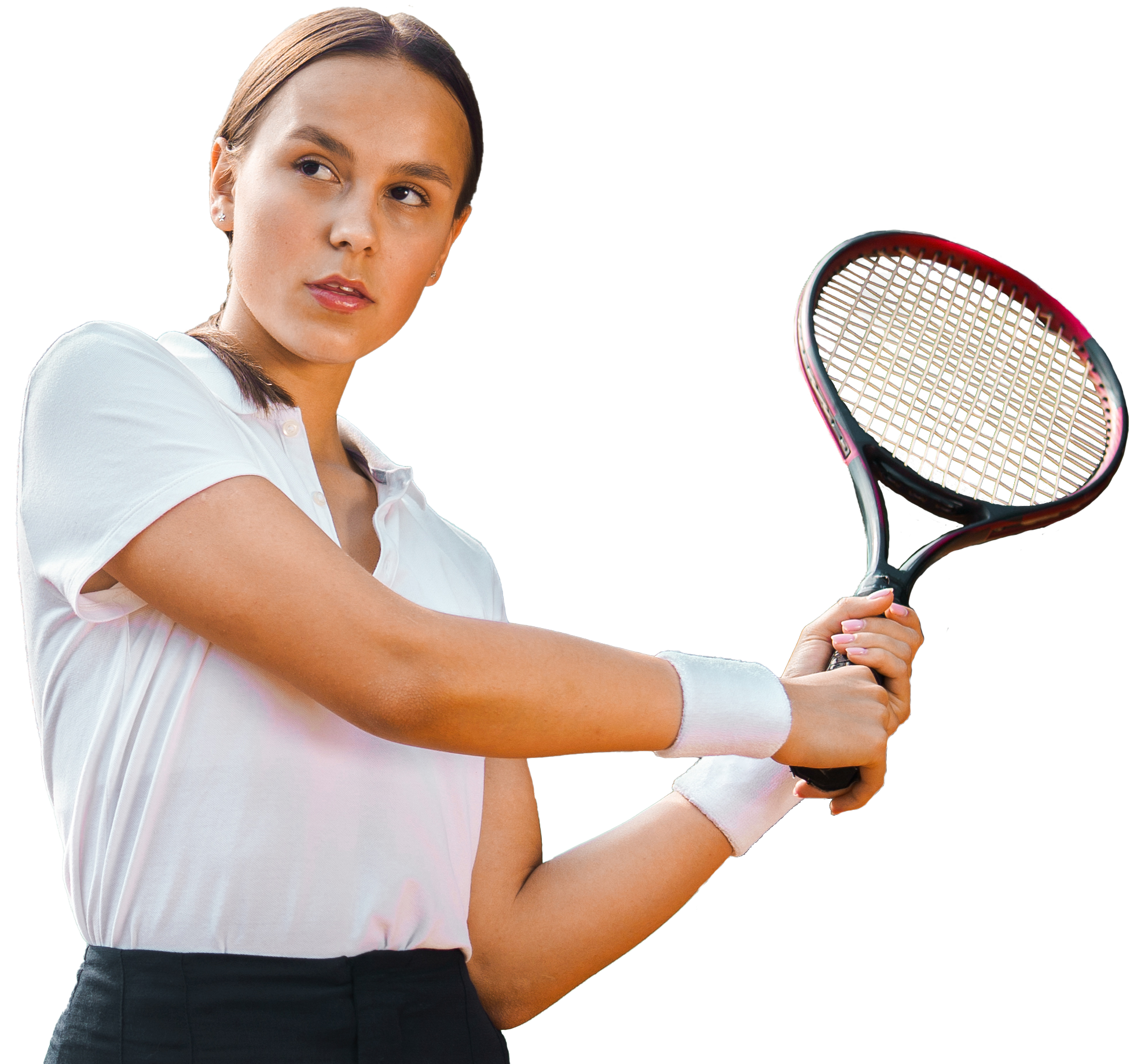 woman swinging racket flipped