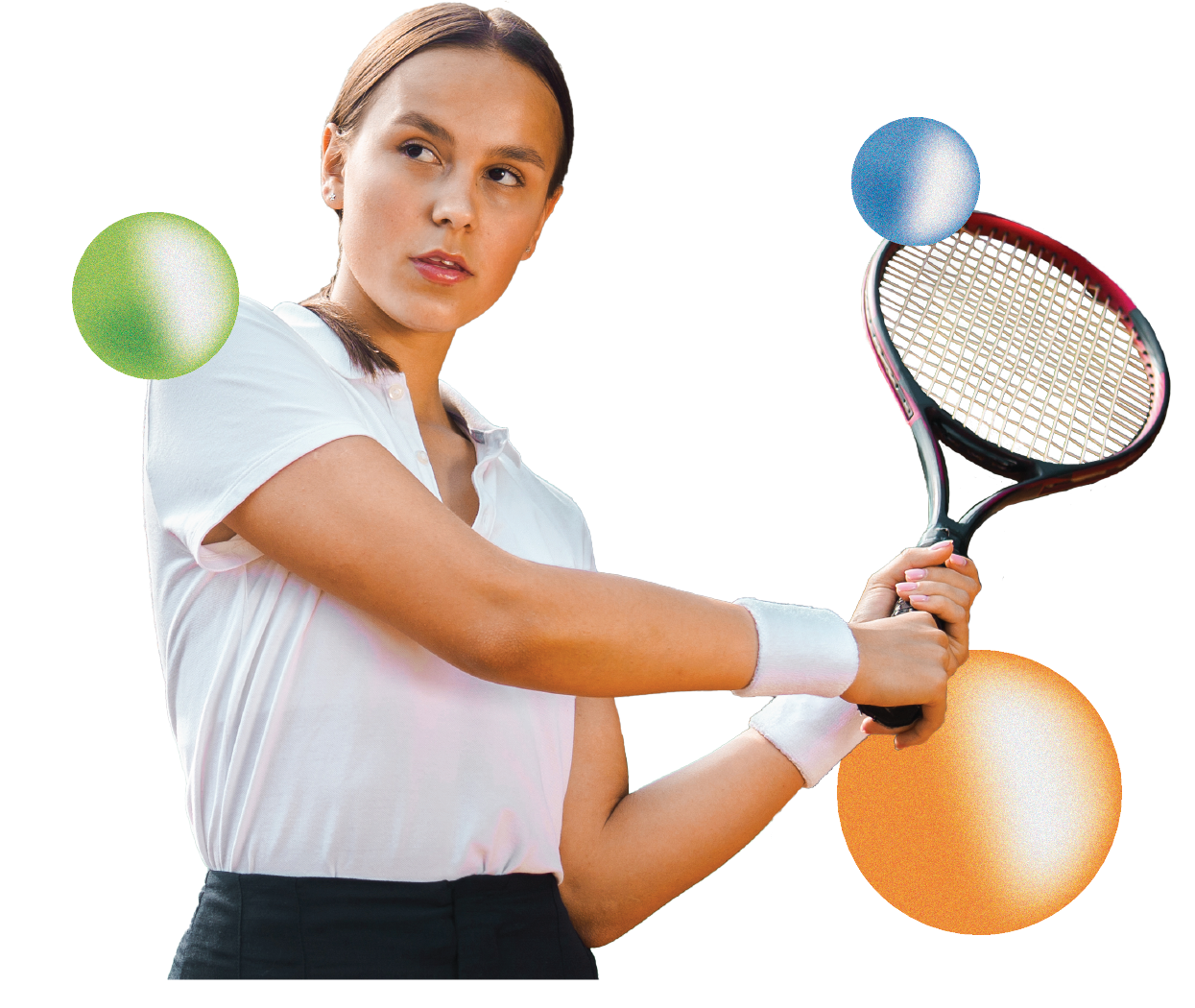 Tennis_Woman_Home-Page Young woman playing tennis surrounded by geometric shapes